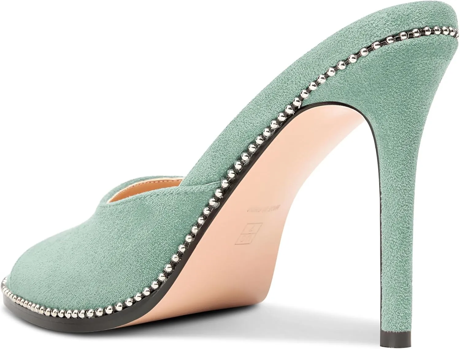 TNYNFBEB Womens Stiletto High Heel Peep Open Toe Sandals Mules Shoes Slingback Slip-on Sliver Beaded Prom Dress 3.9 Inches Heels