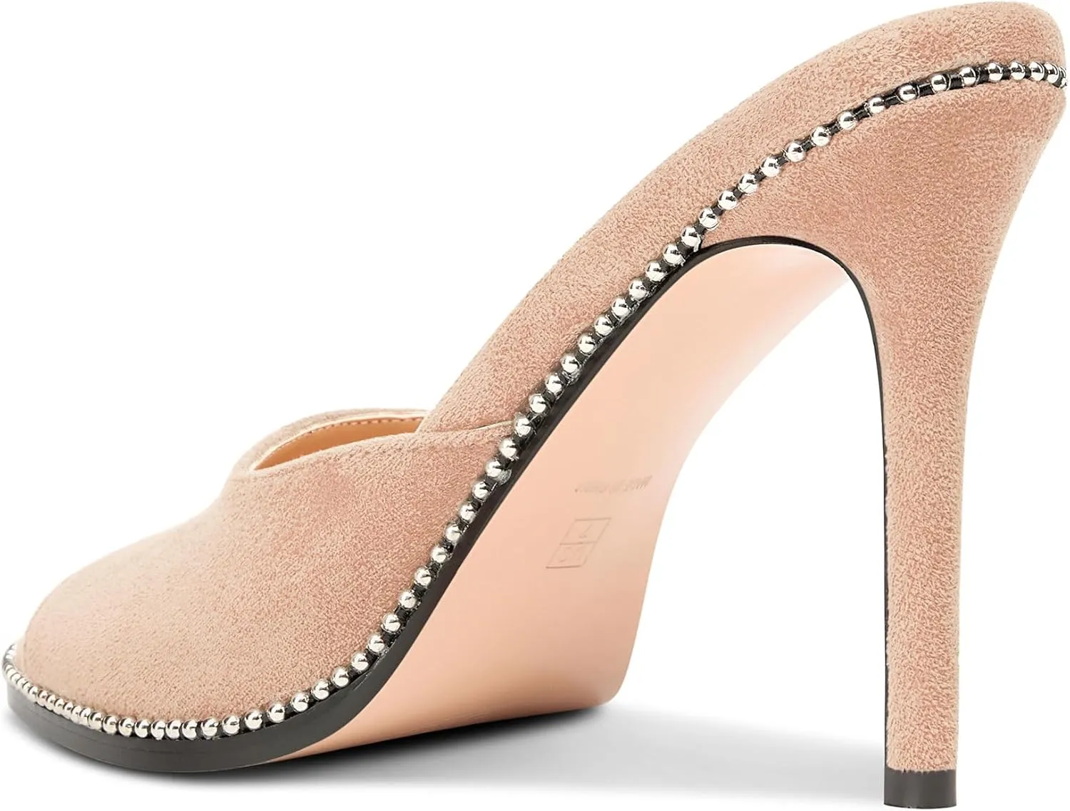 TNYNFBEB Womens Stiletto High Heel Peep Open Toe Sandals Mules Shoes Slingback Slip-on Sliver Beaded Prom Dress 3.9 Inches Heels