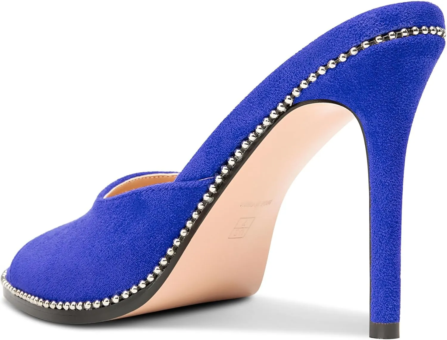 TNYNFBEB Womens Stiletto High Heel Peep Open Toe Sandals Mules Shoes Slingback Slip-on Sliver Beaded Prom Dress 3.9 Inches Heels