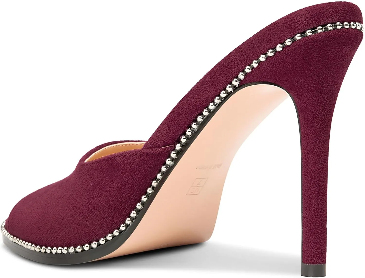TNYNFBEB Womens Stiletto High Heel Peep Open Toe Sandals Mules Shoes Slingback Slip-on Sliver Beaded Prom Dress 3.9 Inches Heels