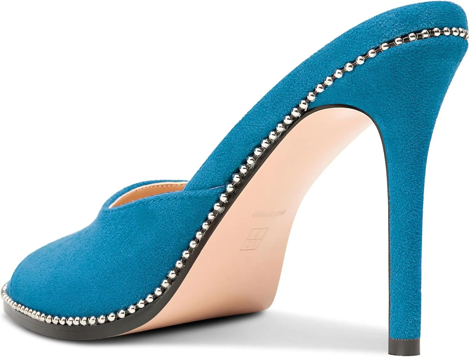 TNYNFBEB Womens Stiletto High Heel Peep Open Toe Sandals Mules Shoes Slingback Slip-on Sliver Beaded Prom Dress 3.9 Inches Heels