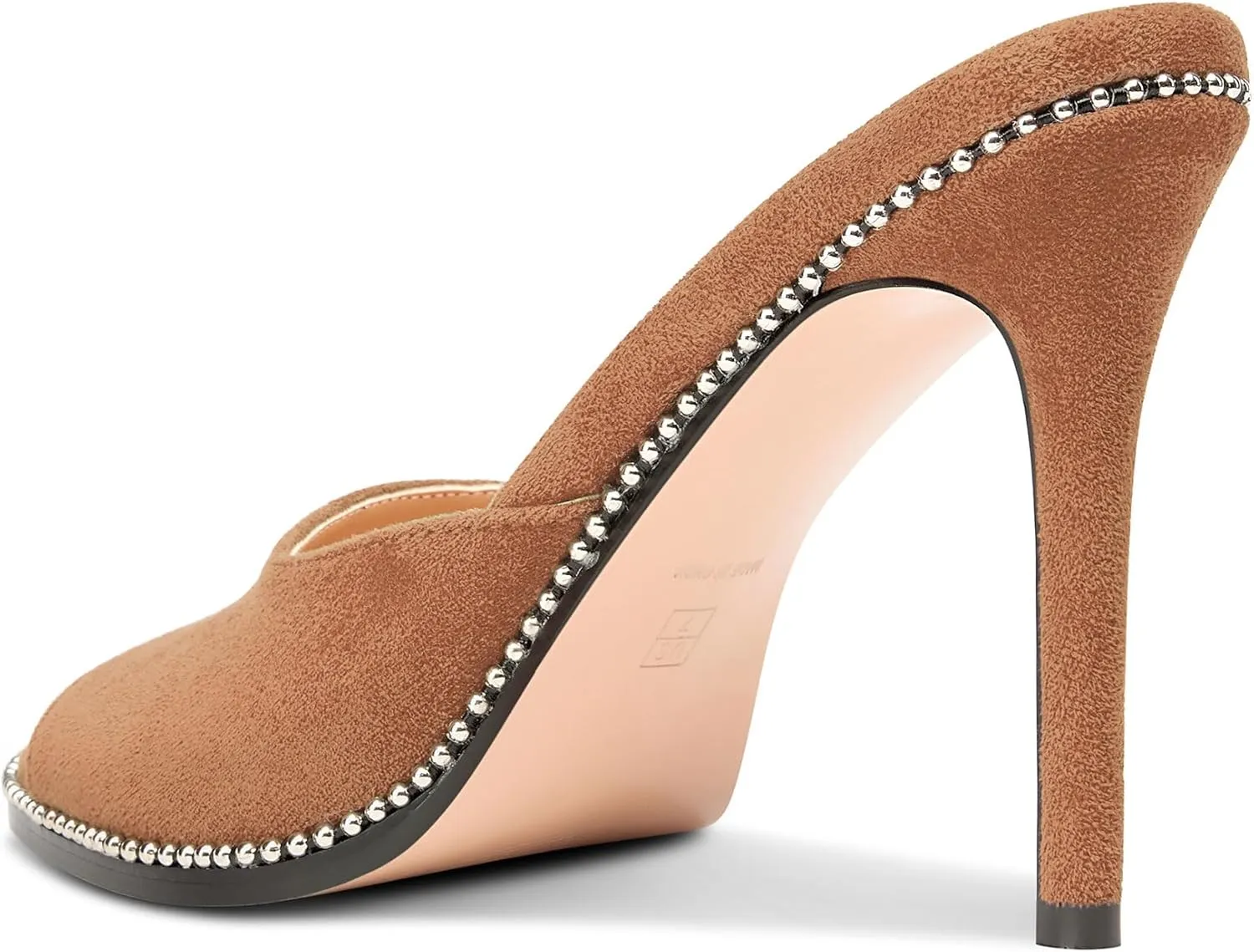 TNYNFBEB Womens Stiletto High Heel Peep Open Toe Sandals Mules Shoes Slingback Slip-on Sliver Beaded Prom Dress 3.9 Inches Heels