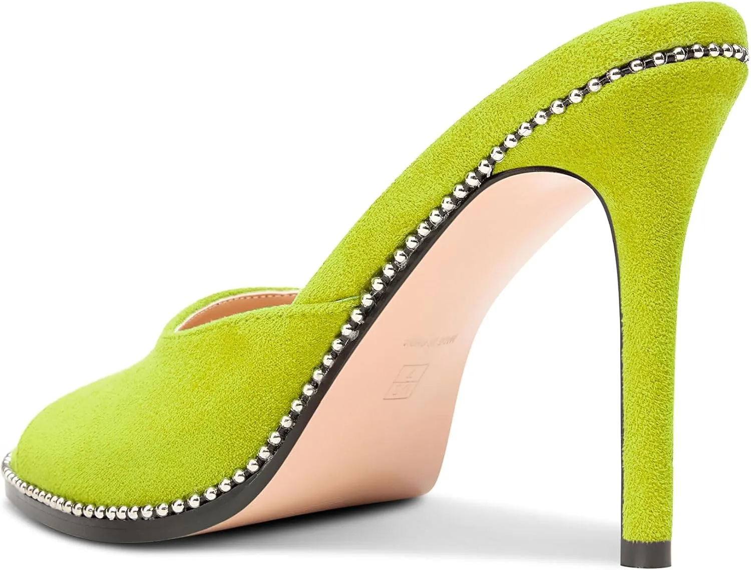 TNYNFBEB Womens Stiletto High Heel Peep Open Toe Sandals Mules Shoes Slingback Slip-on Sliver Beaded Prom Dress 3.9 Inches Heels