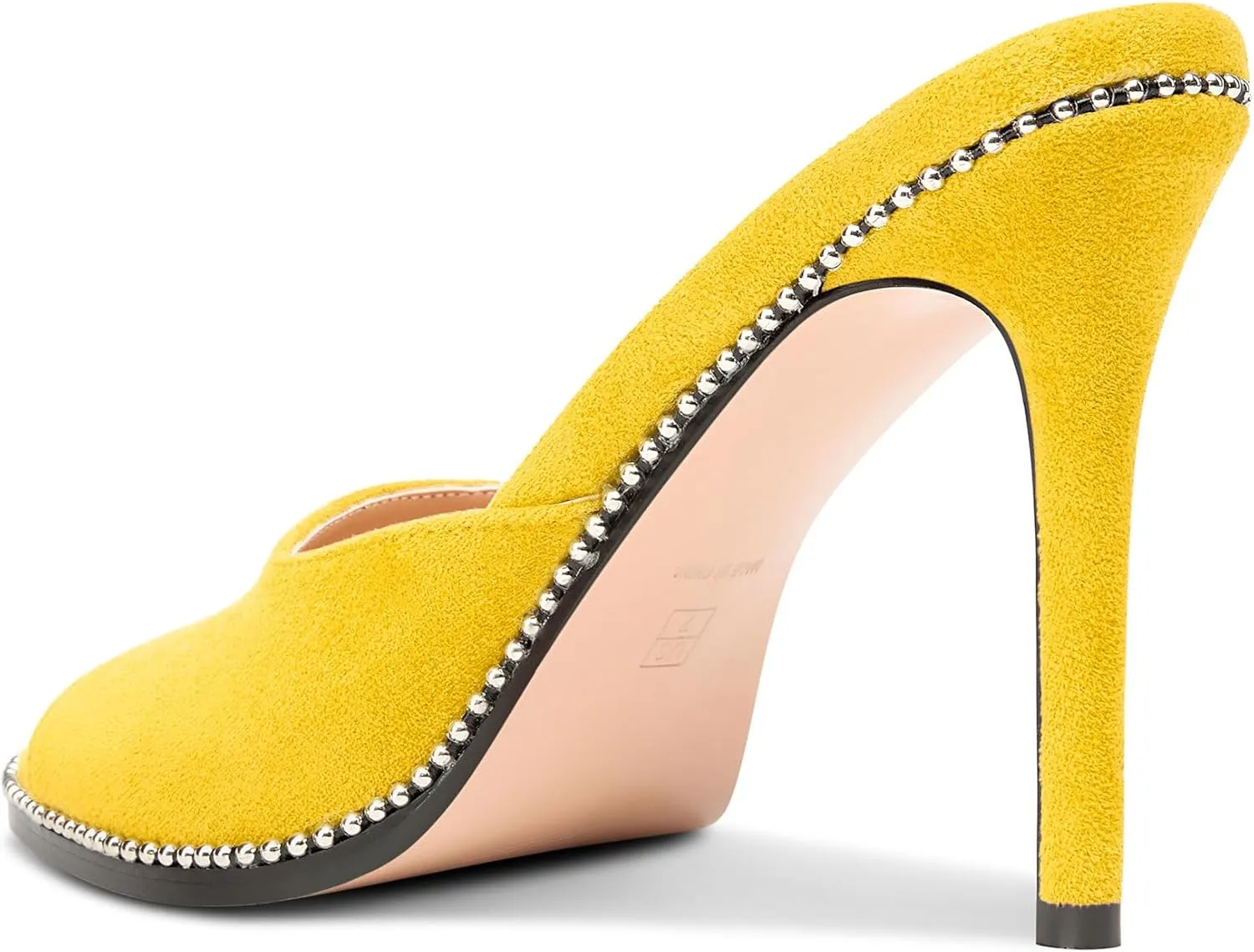 TNYNFBEB Womens Stiletto High Heel Peep Open Toe Sandals Mules Shoes Slingback Slip-on Sliver Beaded Prom Dress 3.9 Inches Heels