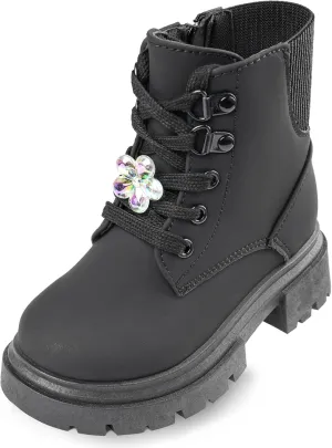 Toddler Boots Girl Side Zipper Lace Up Dress Combat Boots for Toddler/Little Kid/Big Kid