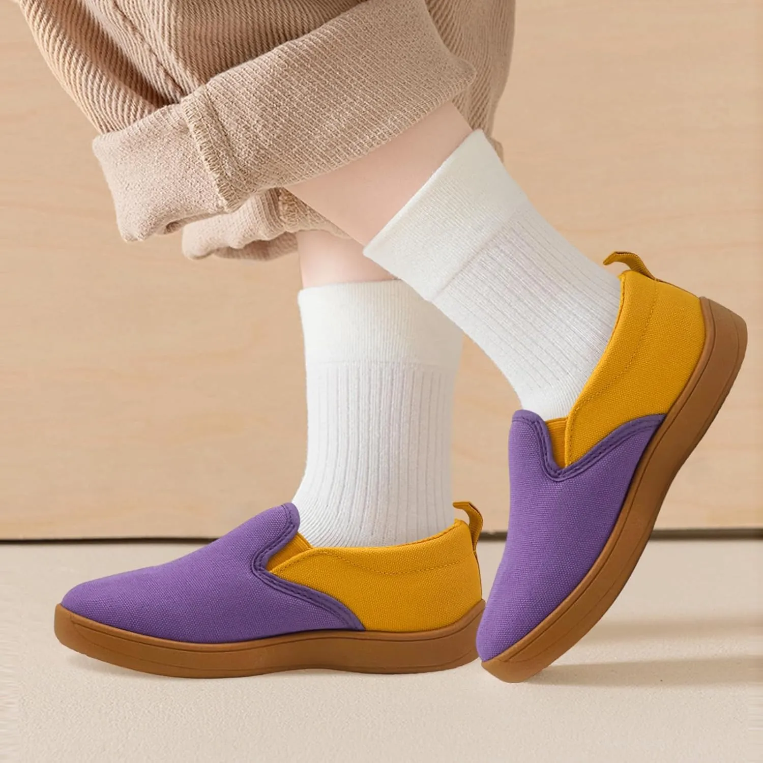 Toddler Kids Wide Barefoot Shoes Girls Boys Slip On Canvas Sneakers Comfortable Skin Friendly Walking Kids Shoes