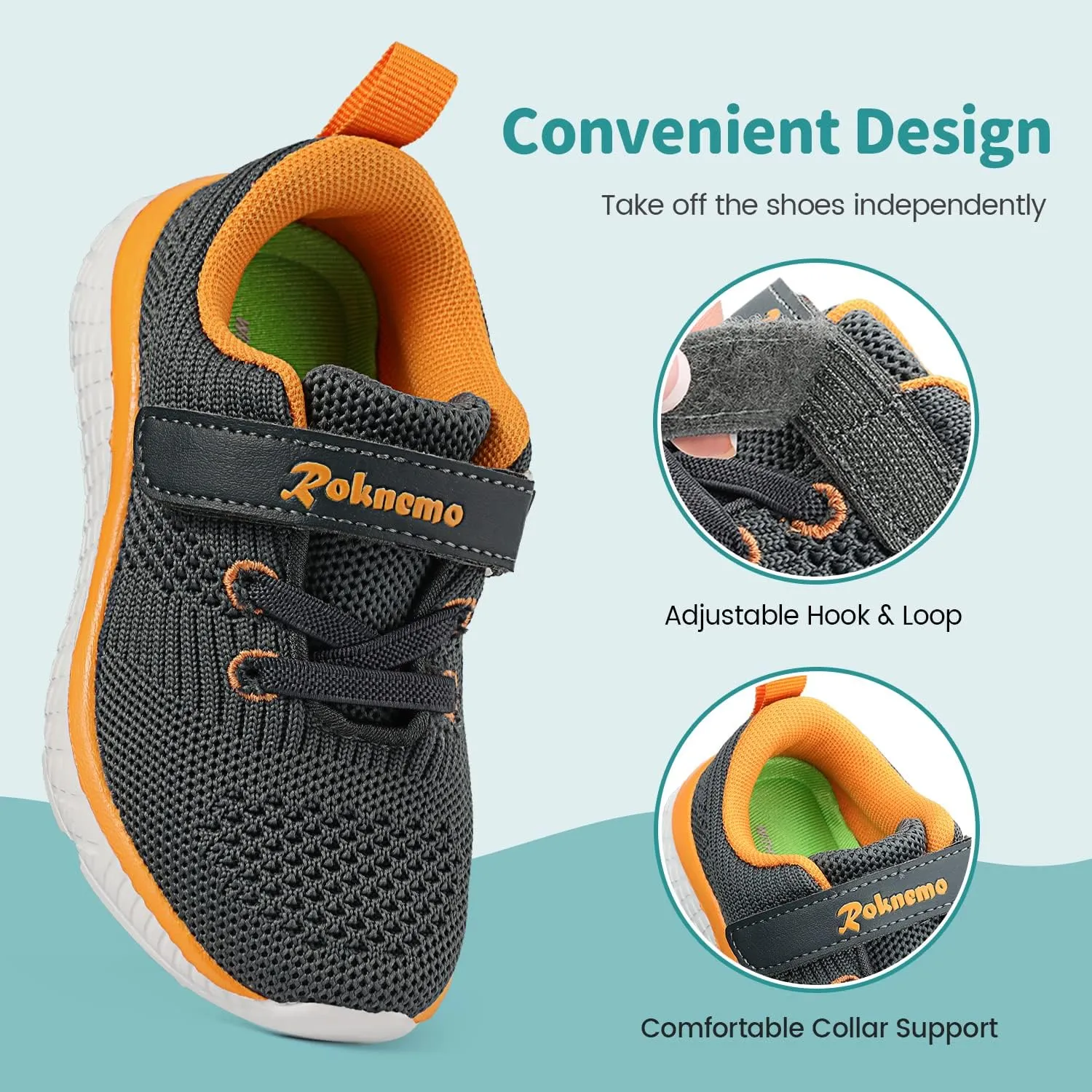 Toddler Tennis Shoes Boys Girls Athletic Running Sneakers Lightweight Little Kids Walking Shoes Slip-on Shoes