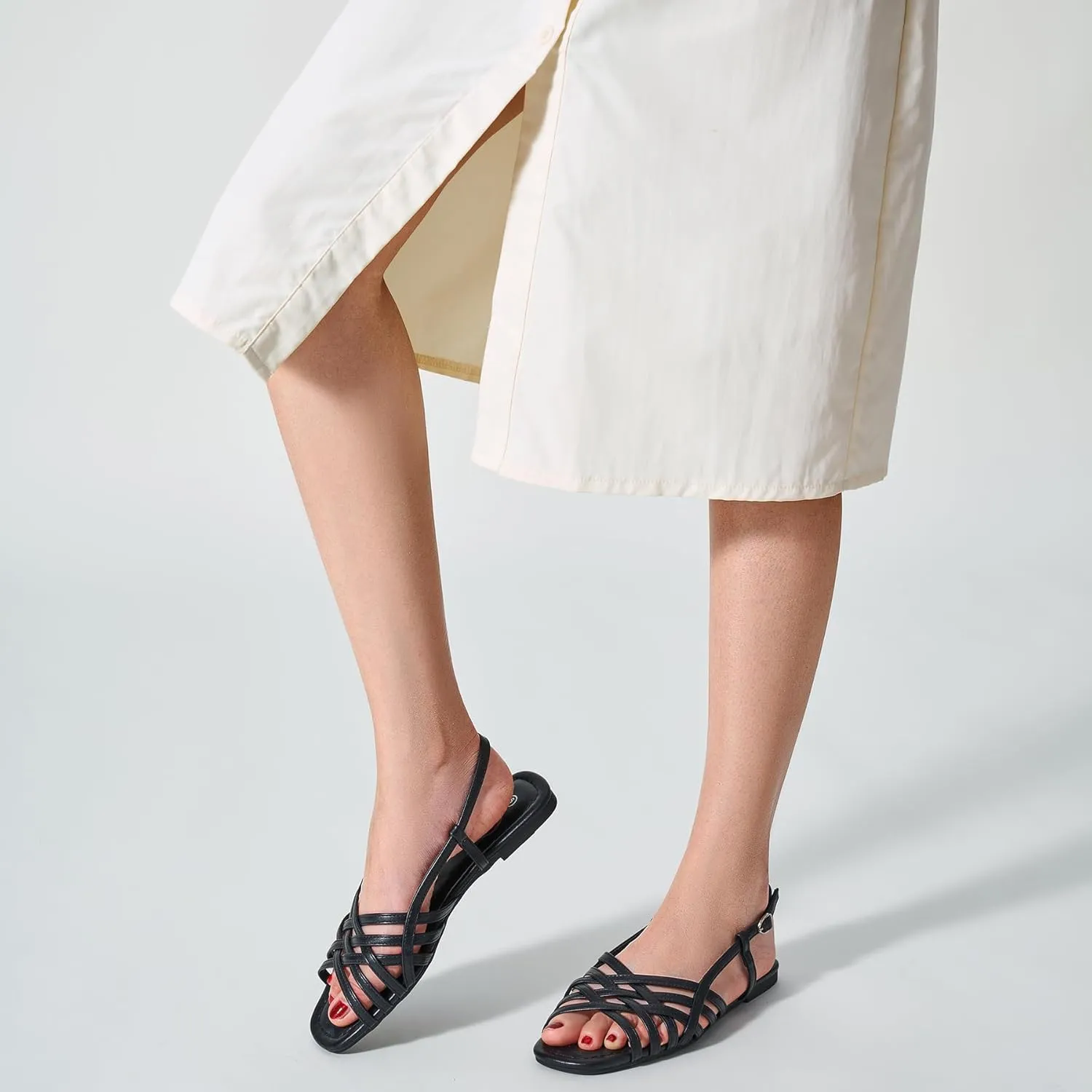Trary Women's Flat Sandals Gladiator Sandals for Women Comfortable Ankle Strap Sandals Casual Fisherman Strappy Sandals for Women Dressy Summer Beach Shoes