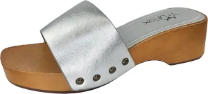 TruFox Classic Slide Sandals Low Heel Lightweight Faux Wood