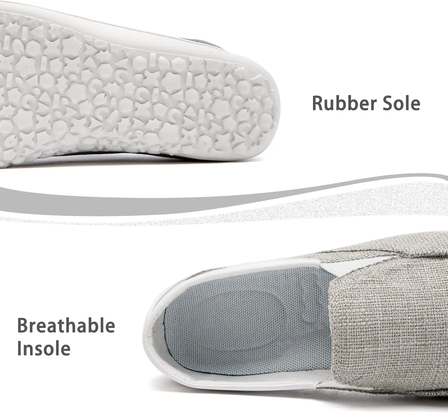 Tvtaop Women's Grey Casual Fashion Sneakers, Slip-On, Low Top, Non-Slip, Lightweight, Breathable, All-Day Comfort, Zero-Drop Sole, Versatile, Adult US Women's Sizes
