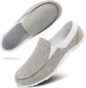 Tvtaop Women's Grey Casual Fashion Sneakers, Slip-On, Low Top, Non-Slip, Lightweight, Breathable, All-Day Comfort, Zero-Drop Sole, Versatile, Adult US Women's Sizes