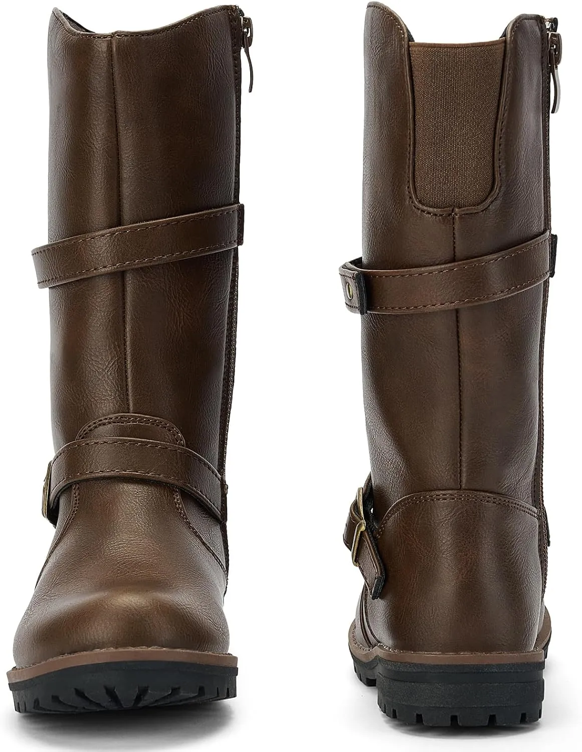 TZJS Girls Knee High Boot Lightweight Buckle Fashion Girls Riding Boots Kids Side Zipper Faux Fur Lined Water Resistant Warm Winter Shoes for Toddler/Little Kid