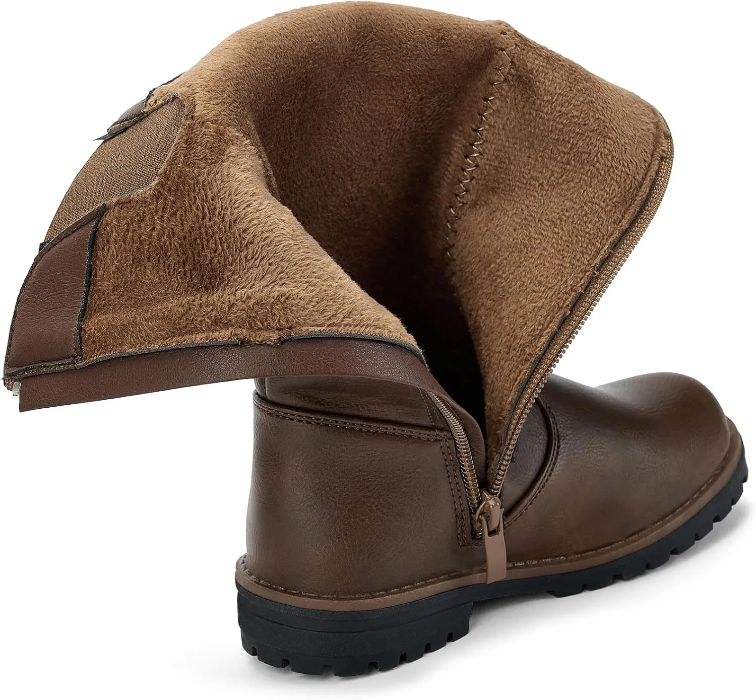 TZJS Girls Knee High Boot Lightweight Buckle Fashion Girls Riding Boots Kids Side Zipper Faux Fur Lined Water Resistant Warm Winter Shoes for Toddler/Little Kid