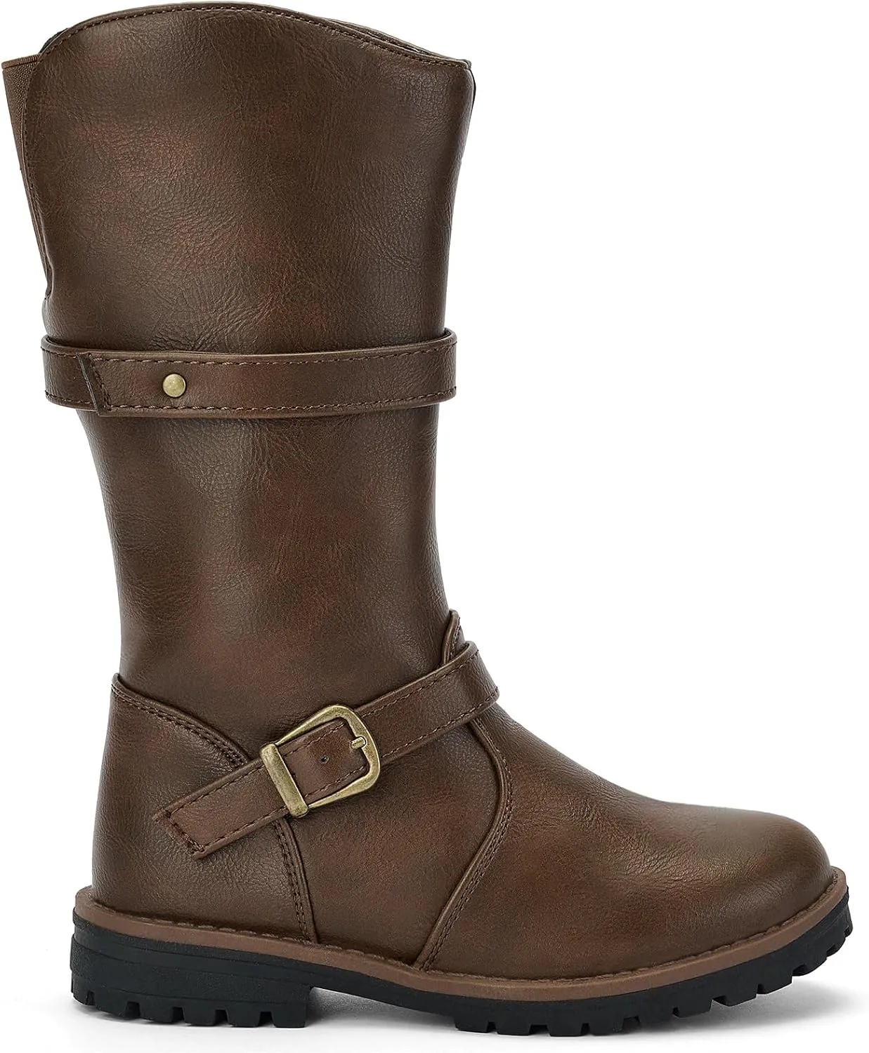 TZJS Girls Knee High Boot Lightweight Buckle Fashion Girls Riding Boots Kids Side Zipper Faux Fur Lined Water Resistant Warm Winter Shoes for Toddler/Little Kid