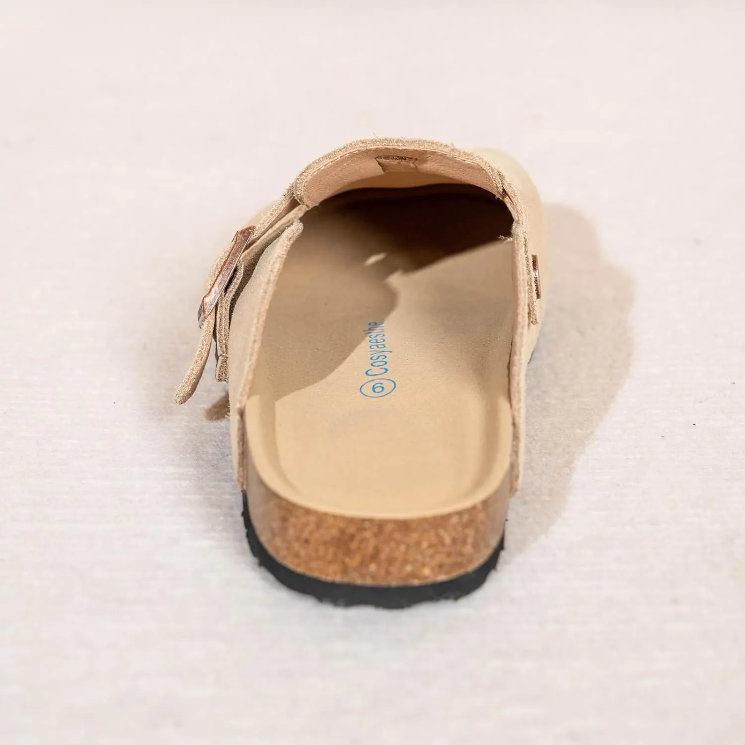 Unixsex Cork Suede Clogs and Mules,Leather Clog Women,Suede Clog Men,Soft Leather Sandal,House Slipper,Skin-Friendly Footbed,Adjustable Buckle,Arch Support