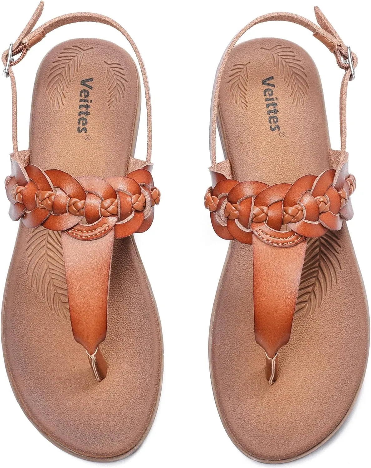 Veittes Women's Flat Slide Sandals - Fashionable Elastic Ankle Strap Comfortable Flat Summer Sandals.