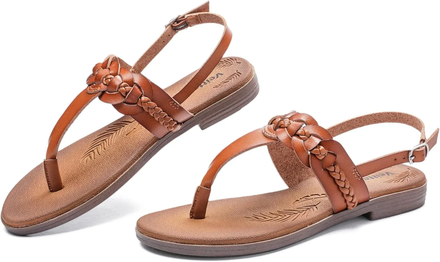 Veittes Women's Flat Slide Sandals - Fashionable Elastic Ankle Strap Comfortable Flat Summer Sandals.