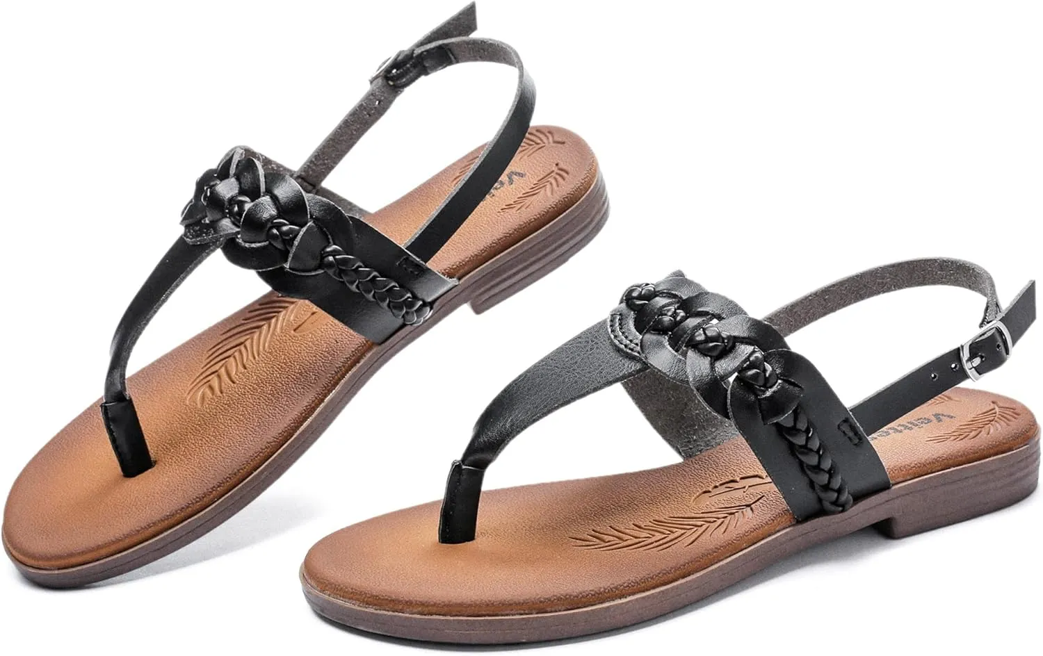 Veittes Women's Flat Slide Sandals - Fashionable Elastic Ankle Strap Comfortable Flat Summer Sandals.