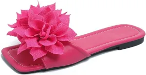 Verdusa Women's Floral Slip on Flat Sandals Y2k Single Band Open Toe Slides Slippers