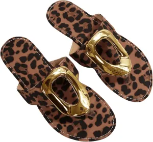 Verdusa Women's Leopard Print Flip Flops Flat Sandals Casual Summer Thong Sandals