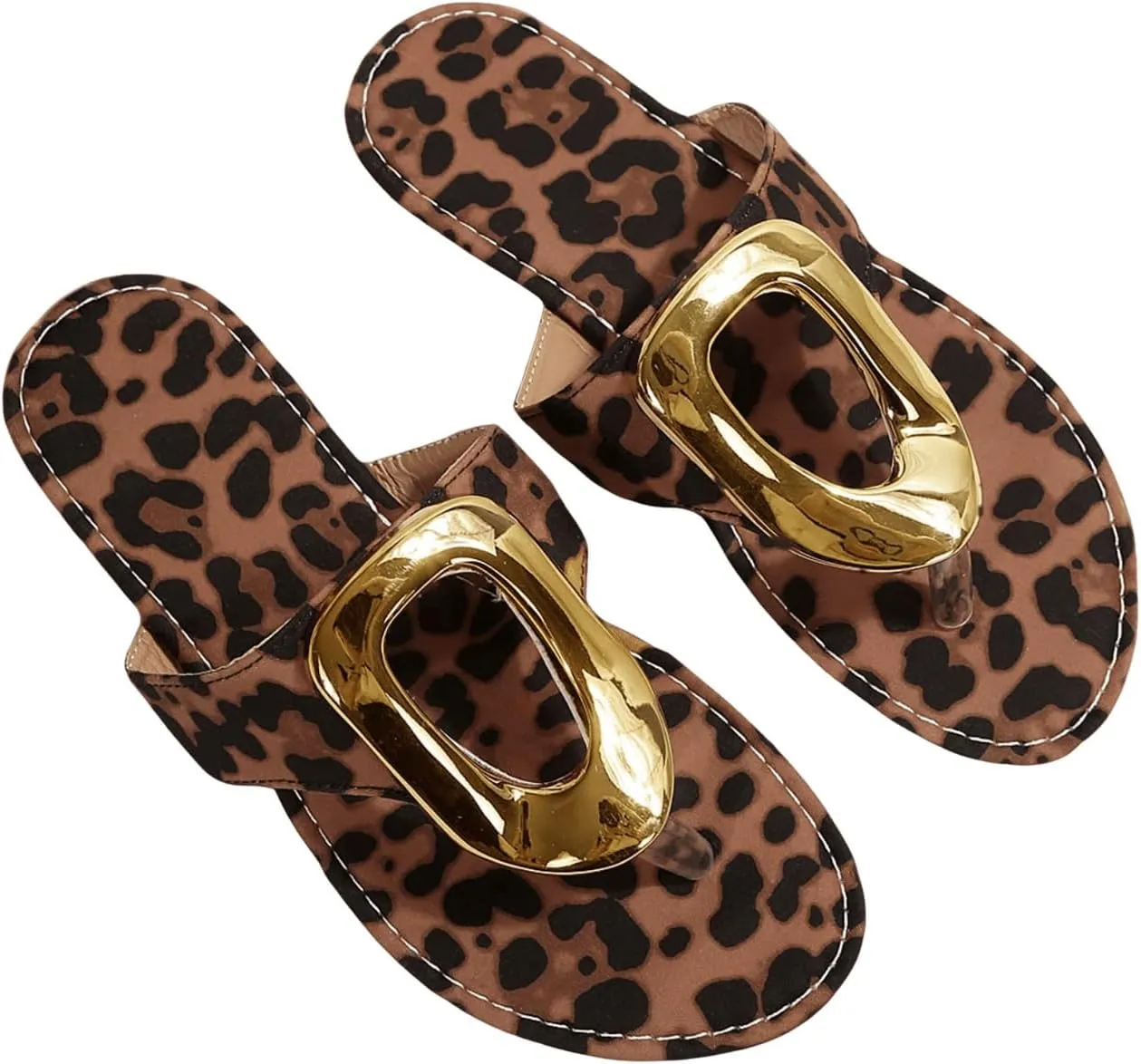 Verdusa Women's Leopard Print Flip Flops Flat Sandals Casual Summer Thong Sandals