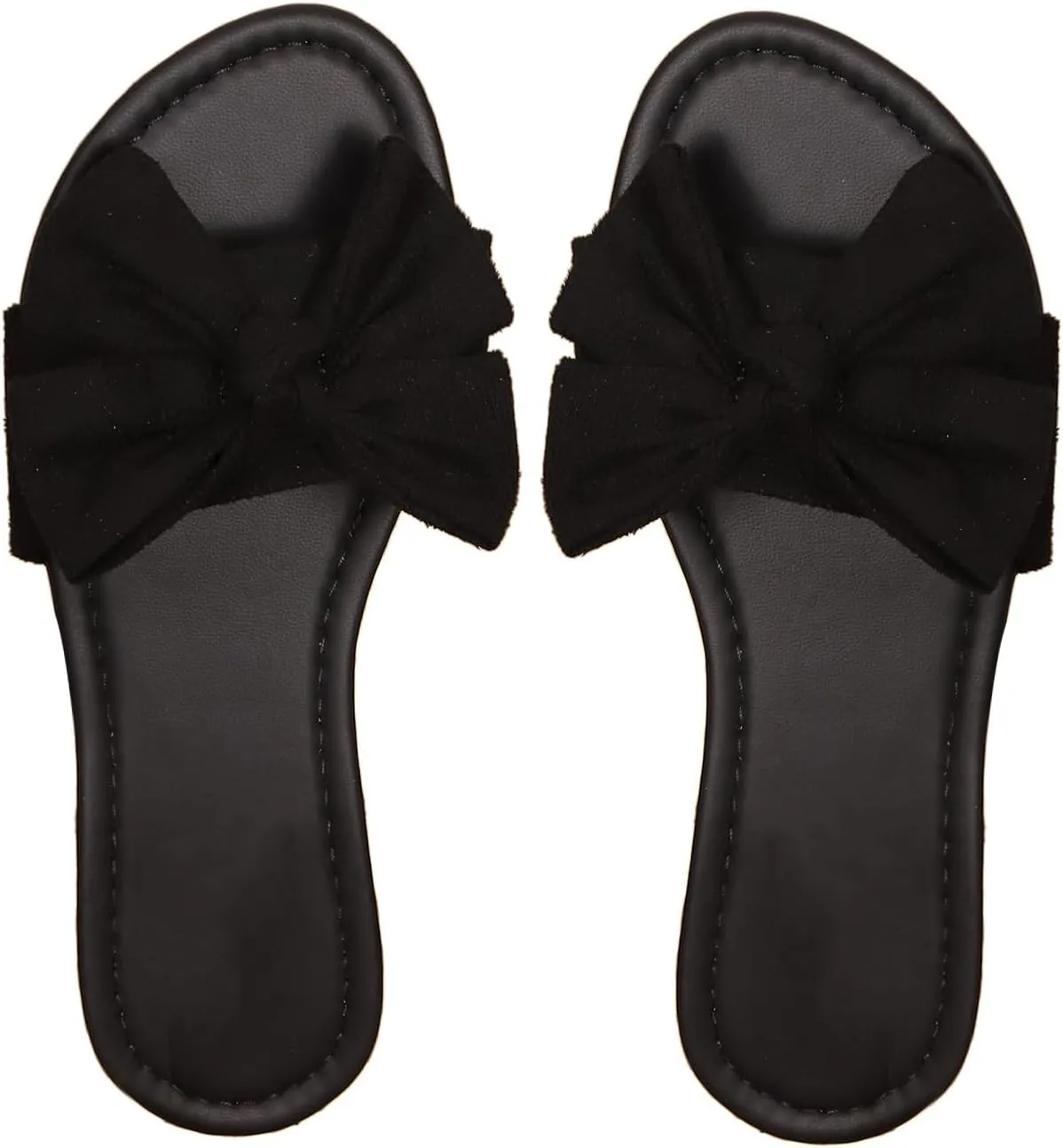 Verdusa Women's Leopard Print Sandals Bow Front Open Toe Slip on Flat Sandals