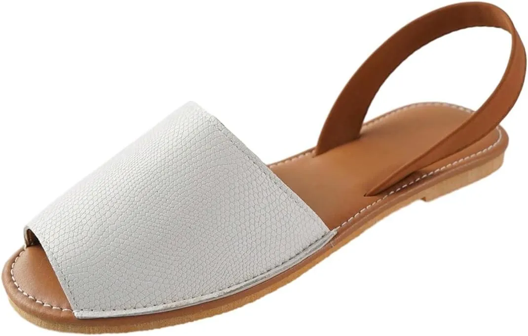 Verdusa Women's Peep Toe Flat Sandals Casual Slingback Sandals