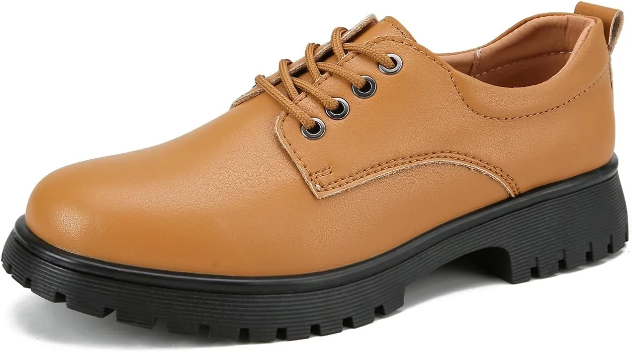 Veroders Women's Wingtip Brogue Oxfords Dress Pumps Platform Lace-Up Round Toe Oxfords Chunky Pumps Business Classic Formal School