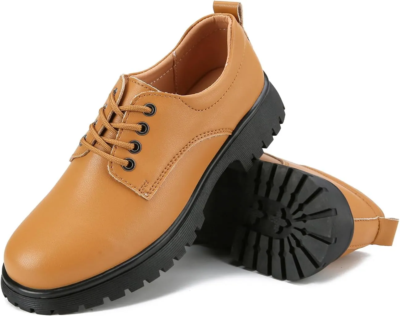 Veroders Women's Wingtip Brogue Oxfords Dress Pumps Platform Lace-Up Round Toe Oxfords Chunky Pumps Business Classic Formal School