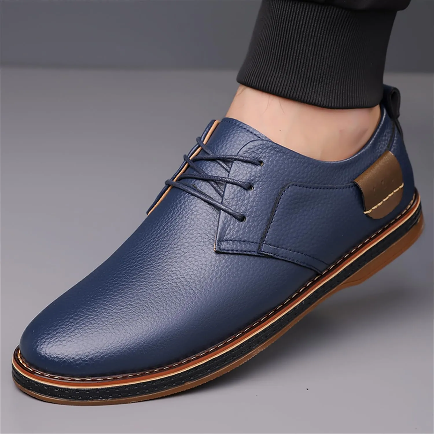 Veslexth Men Casual Driving Loafers Breathable Comfort Walking Wing Tips Lace Up Luxury Leather Shoes for Male Business Work Office Dress Outdoor Sneakers