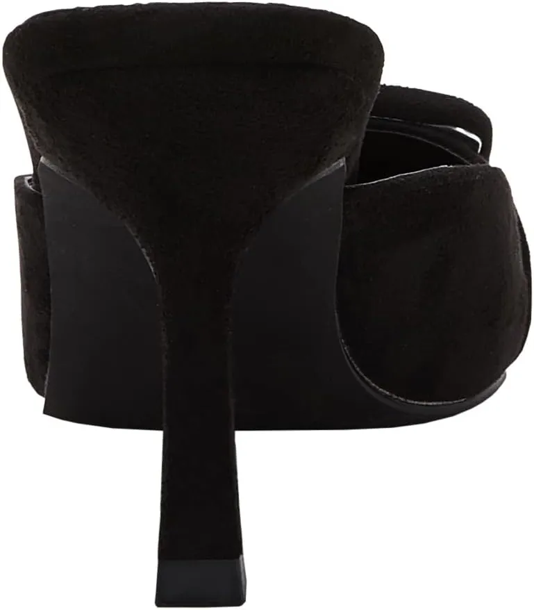VETASTE Women's Heeled Mules Pointed Toe Suede Buckle Slip On Sandals Kitten Heels Party Wedding Shoes