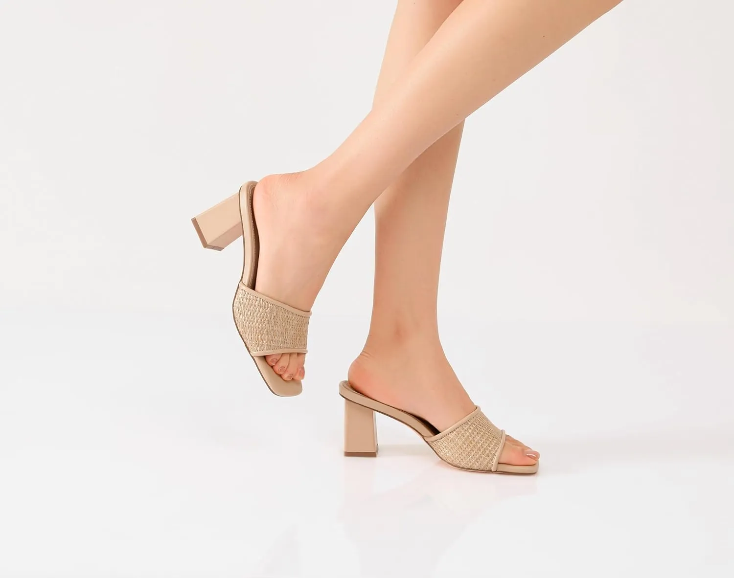 vivianly Womens Clear Heels Sandals Transparent Chunky Heels Backless Open Toe Slip on Mules Heeled Slipper Dress Shoes