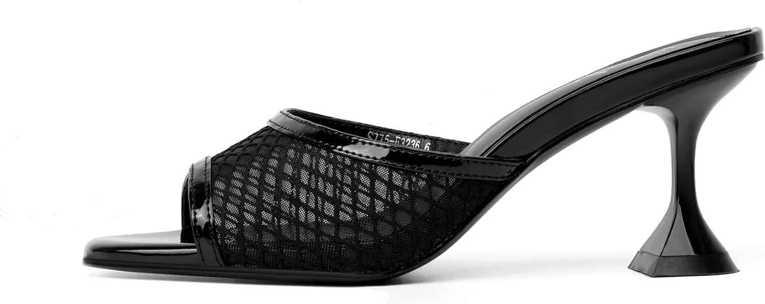 vivianly Womens Clear Heels Sandals Transparent Stiletto Heel Slippers Backless Peep Toe Slip on Heeled Mules