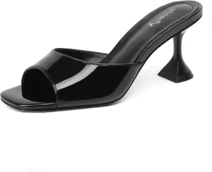 vivianly Womens Clear Heels Sandals Transparent Stiletto Heel Slippers Backless Peep Toe Slip on Heeled Mules