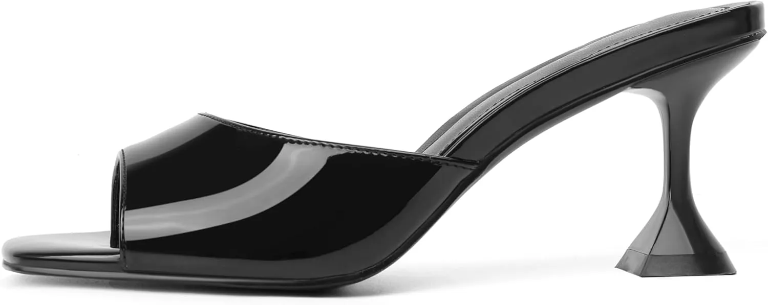 vivianly Womens Clear Heels Sandals Transparent Stiletto Heel Slippers Backless Peep Toe Slip on Heeled Mules
