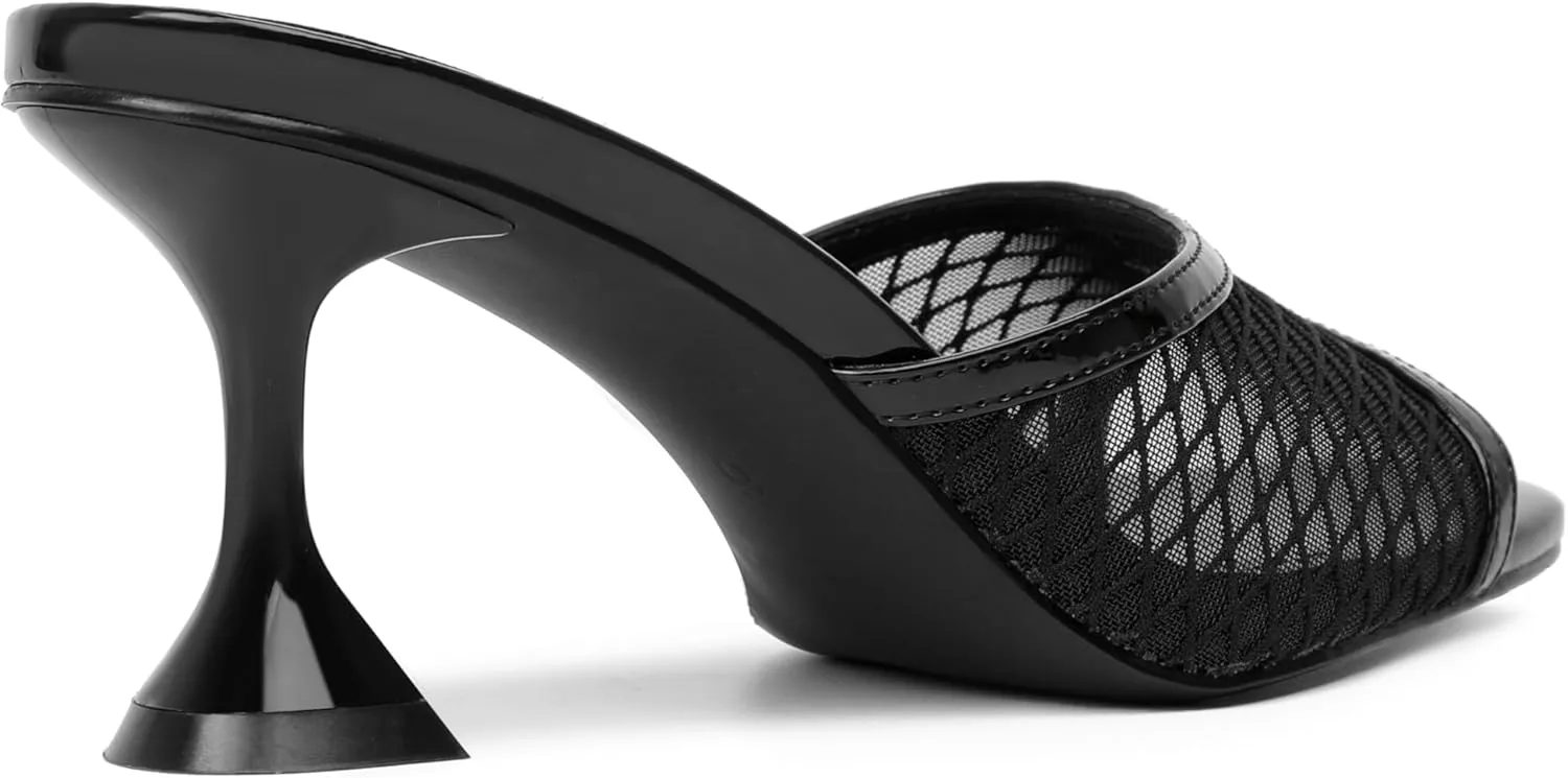 vivianly Womens Clear Heels Sandals Transparent Stiletto Heel Slippers Backless Peep Toe Slip on Heeled Mules