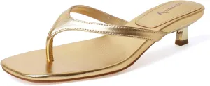 vivianly Women's Flip Flops Kitten Heel Sandals Backless Slippers Stiletto Heel Pinch toe Sandals Slip on Slides Mules