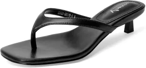 vivianly Women's Flip Flops Kitten Heel Sandals Backless Slippers Stiletto Heel Pinch toe Sandals Slip on Slides Mules