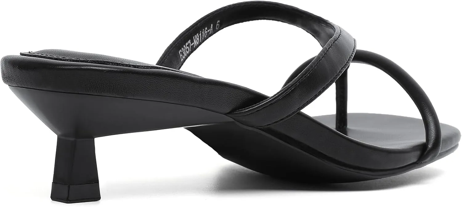 vivianly Women's Flip Flops Kitten Heel Sandals Backless Slippers Stiletto Heel Pinch toe Sandals Slip on Slides Mules