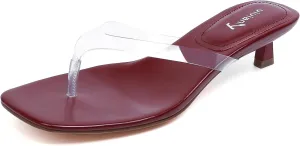 vivianly Women's Flip Flops Kitten Heel Sandals Backless Slippers Stiletto Heel Pinch toe Sandals Slip on Slides Mules