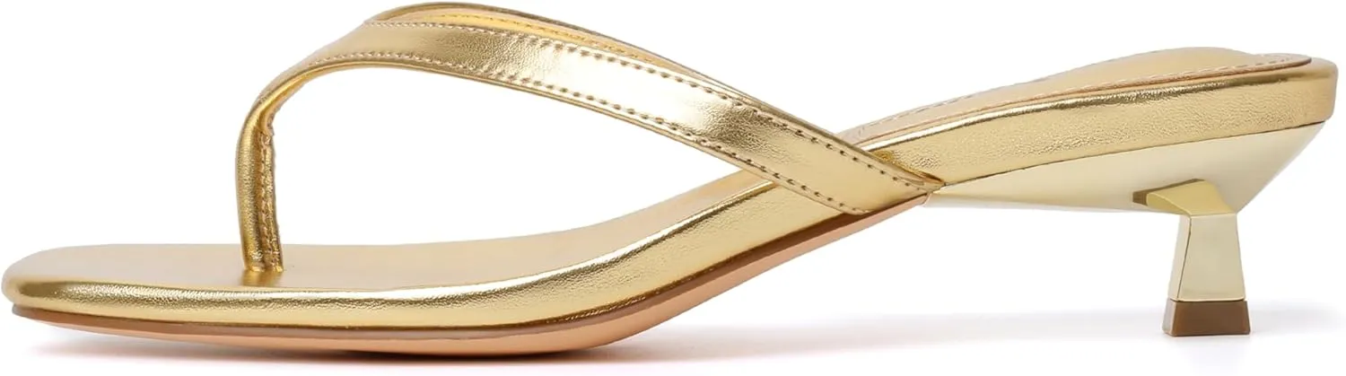 vivianly Women's Flip Flops Kitten Heel Sandals Backless Slippers Stiletto Heel Pinch toe Sandals Slip on Slides Mules
