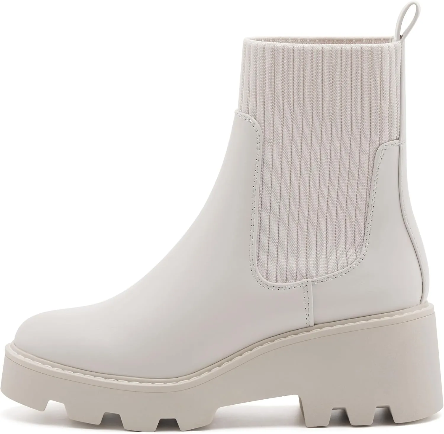 vodvob Women's Elastic Chelsea Boots Chunky Block Heel Platform Lug Sole Ankle Booties