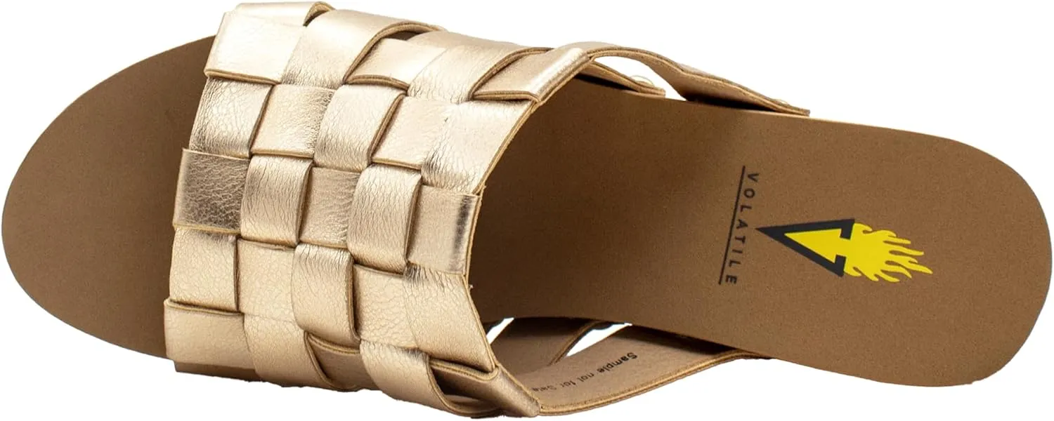VOLATILE Womens Enoki Studded Metallic Slide Casual Sandals Casual Mid Heel 2-3" - Gold