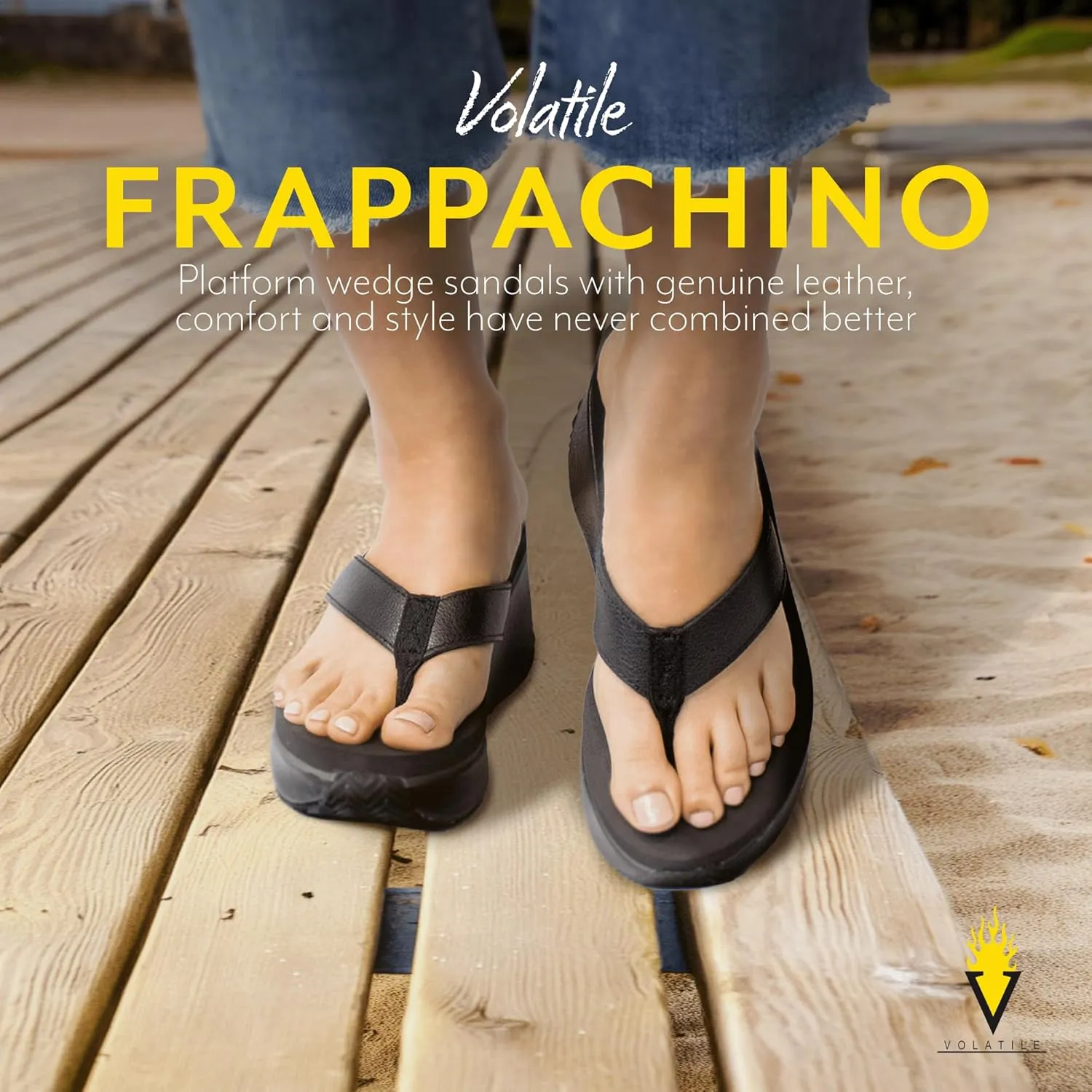 VOLATILE Women's Frappachino Flip Flop Wedge Sandal