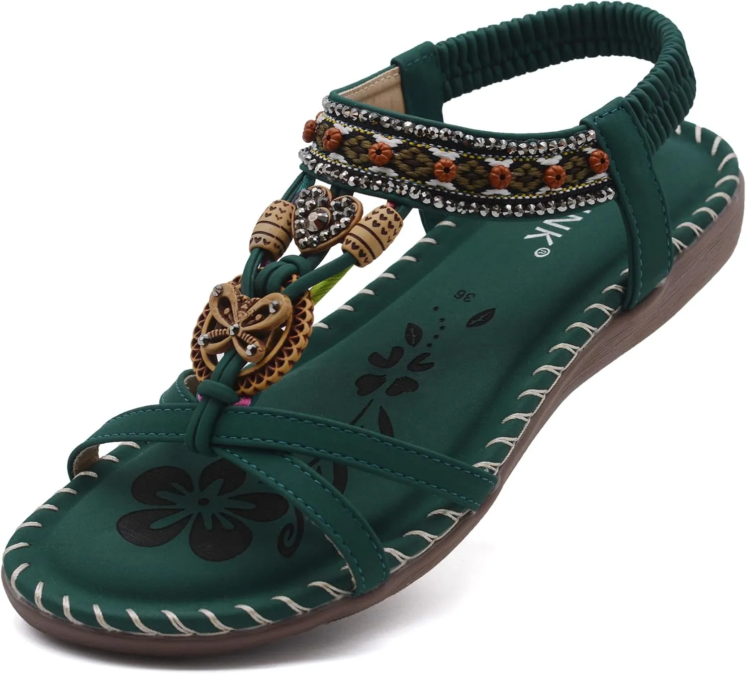 Walking Sandals Women Comfort Dressy Womens Flat Sandals Non Slip On Bohemian Summer Beach Shoes With Elastic Ankle Strap