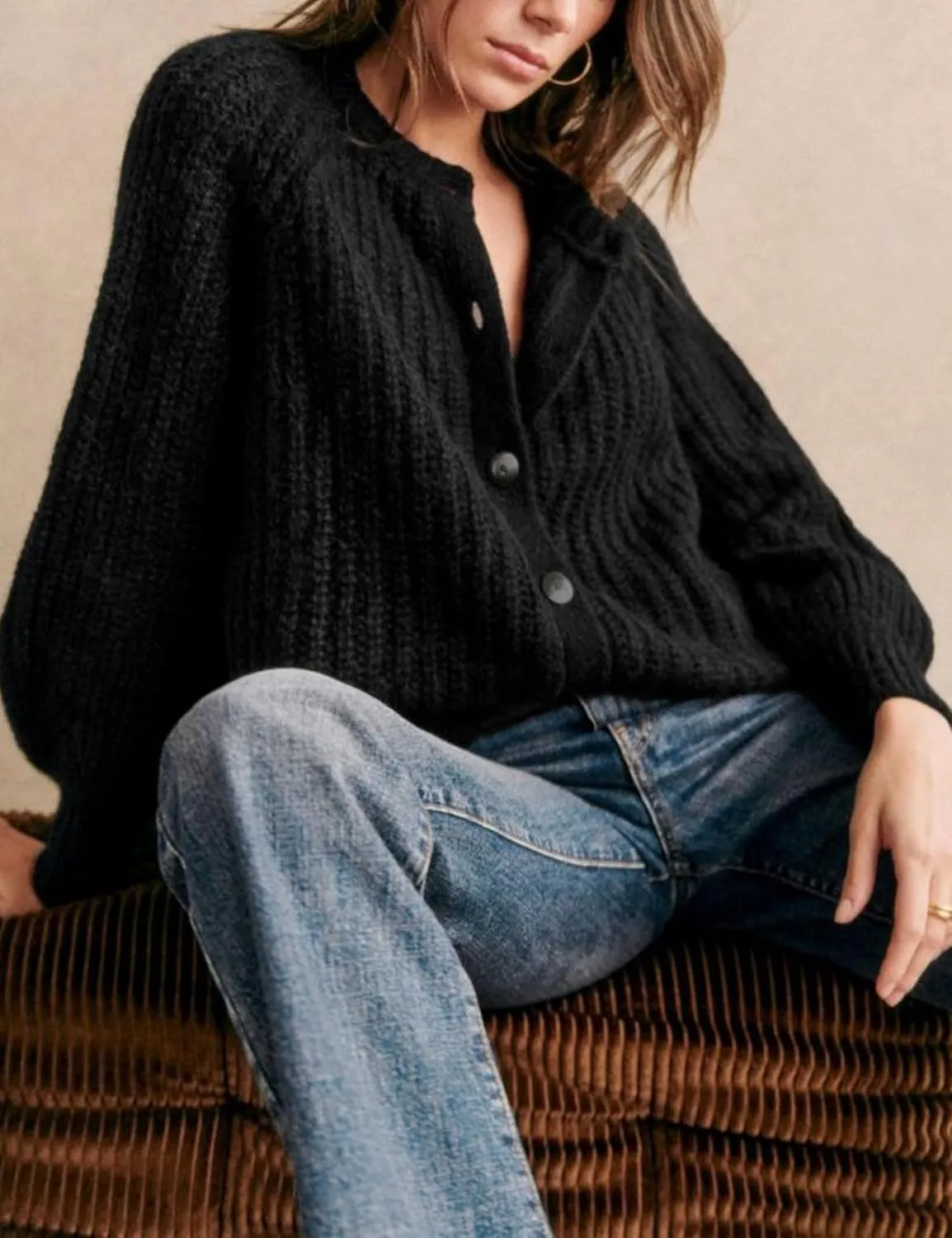 Watashi Women's Casual Long Sleeve Cardigan Round Neck Solid Color Sweater