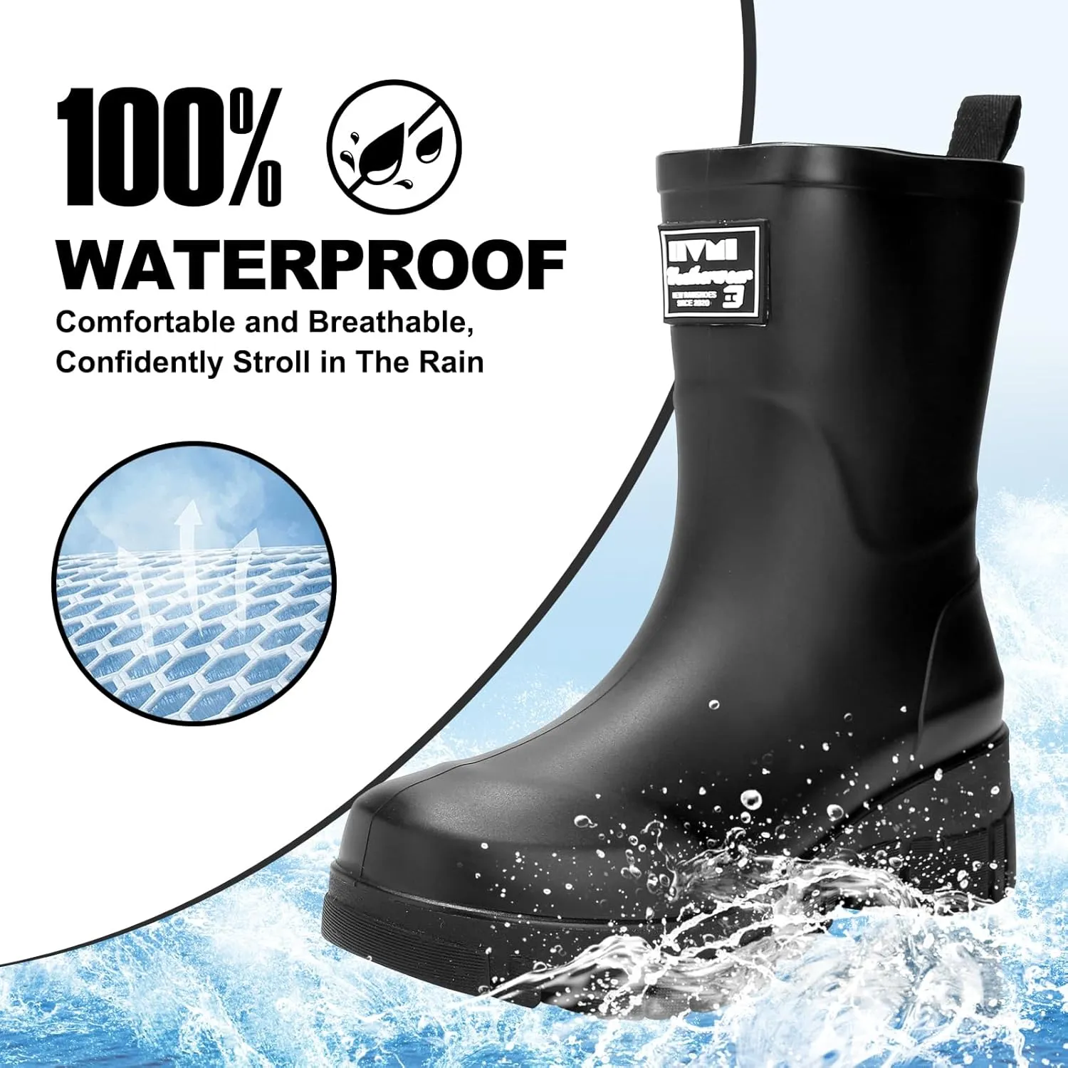 Waterproof Boots for Women Rain Boots Stylish Non Slip Rubber Boots Durable Garden Boots, Platform Mud Boots Fishing Boots for Outdoor Fashionable Booties