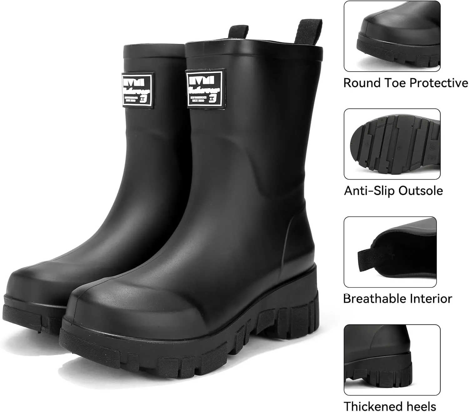 Waterproof Boots for Women Rain Boots Stylish Non Slip Rubber Boots Durable Garden Boots, Platform Mud Boots Fishing Boots for Outdoor Fashionable Booties