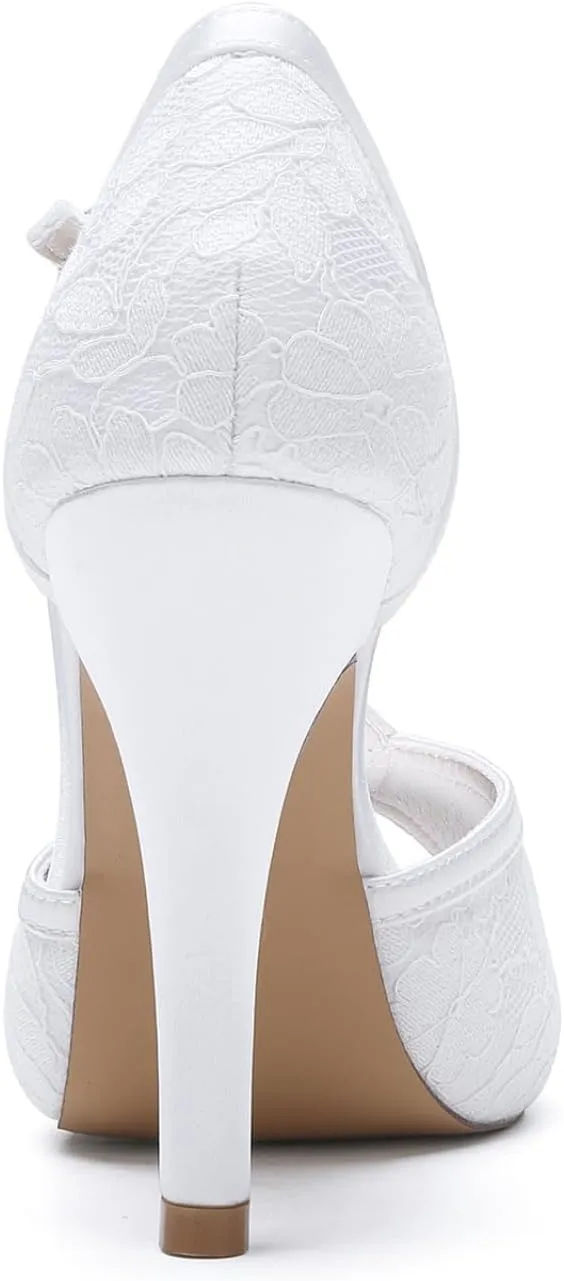 Wedding Bridal Shoes Women's Platform Stiletto Heels Shoes Bridal Lace Peep Toe Heels Sandals10cm Wedding Party Dress Pumps