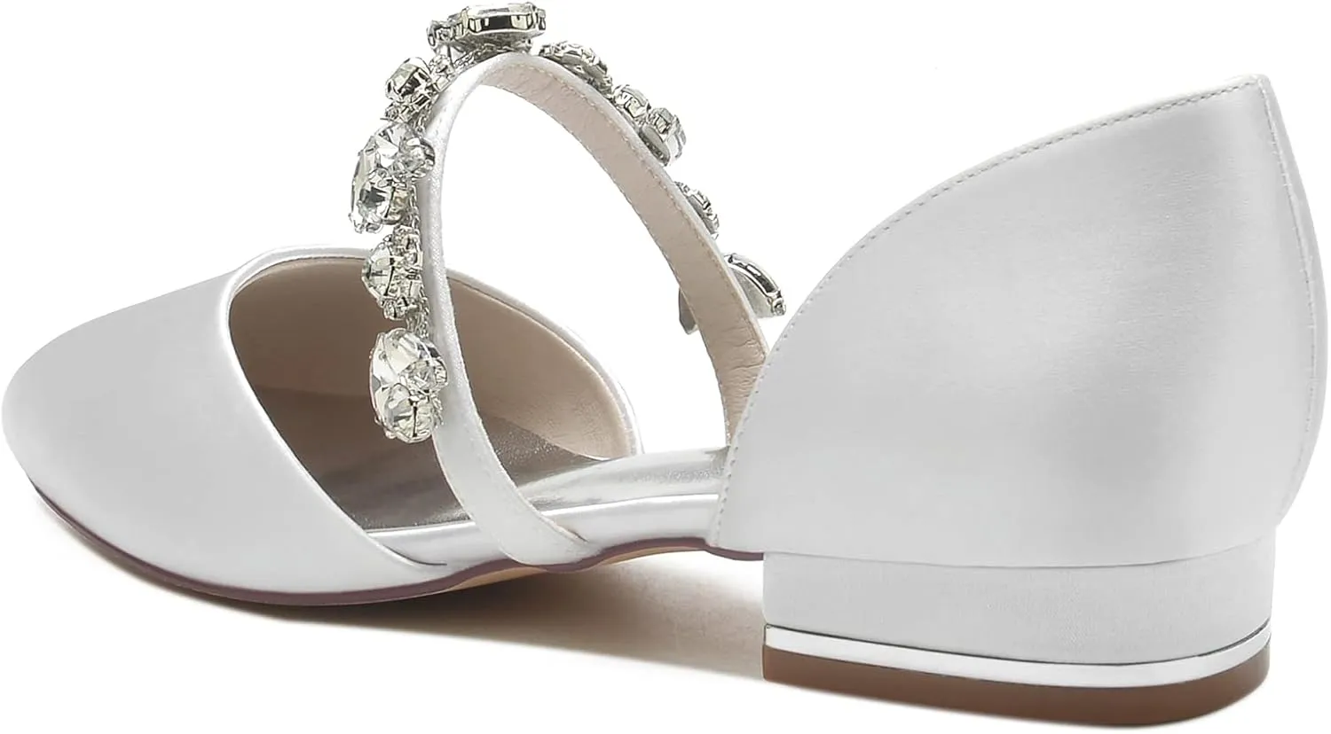 Wedding Shoes Flats Bride Satin Pearls Round Toe Flats Women Dress Shoes For/Engagement/Evening/Prom 2.5Cm